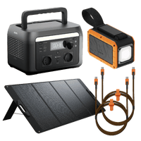 Thumbnail for Emergency Package Bundle XL: Power Station 600W, Solar Panel 200W, Flashlight Power Bank, 2x 240W Cables